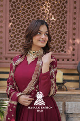 π Statement-Making Gown with Embroidery & Soft Cotton Lining - Special Designer Gown